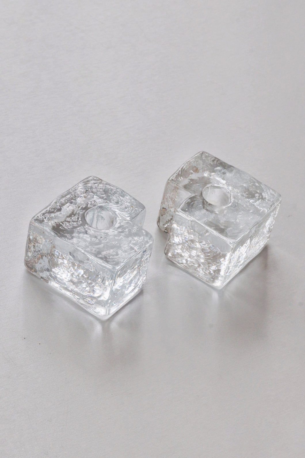 Glass Cube Candlestick Holders