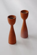 Load image into Gallery viewer, Short Teak Candlestick Holders
