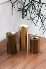 Load image into Gallery viewer, Brass Cylinder Candlestick Holder Set
