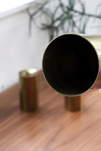 Load image into Gallery viewer, Brass Cylinder Candlestick Holder Set
