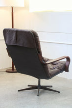 Load image into Gallery viewer, Danish Modern Leather Patchwork Swivel Chair
