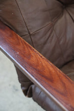 Load image into Gallery viewer, Danish Modern Leather Patchwork Swivel Chair
