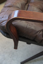 Load image into Gallery viewer, Danish Modern Leather Patchwork Swivel Chair
