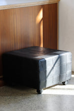 Load image into Gallery viewer, Danish Black Patchwork Leather Ottoman
