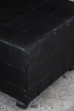 Load image into Gallery viewer, Danish Black Patchwork Leather Ottoman
