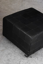 Load image into Gallery viewer, Danish Black Patchwork Leather Ottoman
