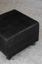 Load image into Gallery viewer, Danish Black Patchwork Leather Ottoman
