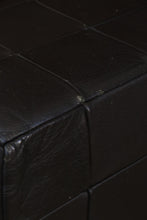 Load image into Gallery viewer, Danish Black Patchwork Leather Ottoman
