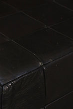 Load image into Gallery viewer, Danish Black Patchwork Leather Ottoman

