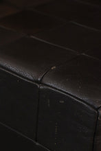 Load image into Gallery viewer, Danish Black Patchwork Leather Ottoman
