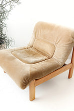Load image into Gallery viewer, Mid Century Suede &amp; Teak Lounge Chair
