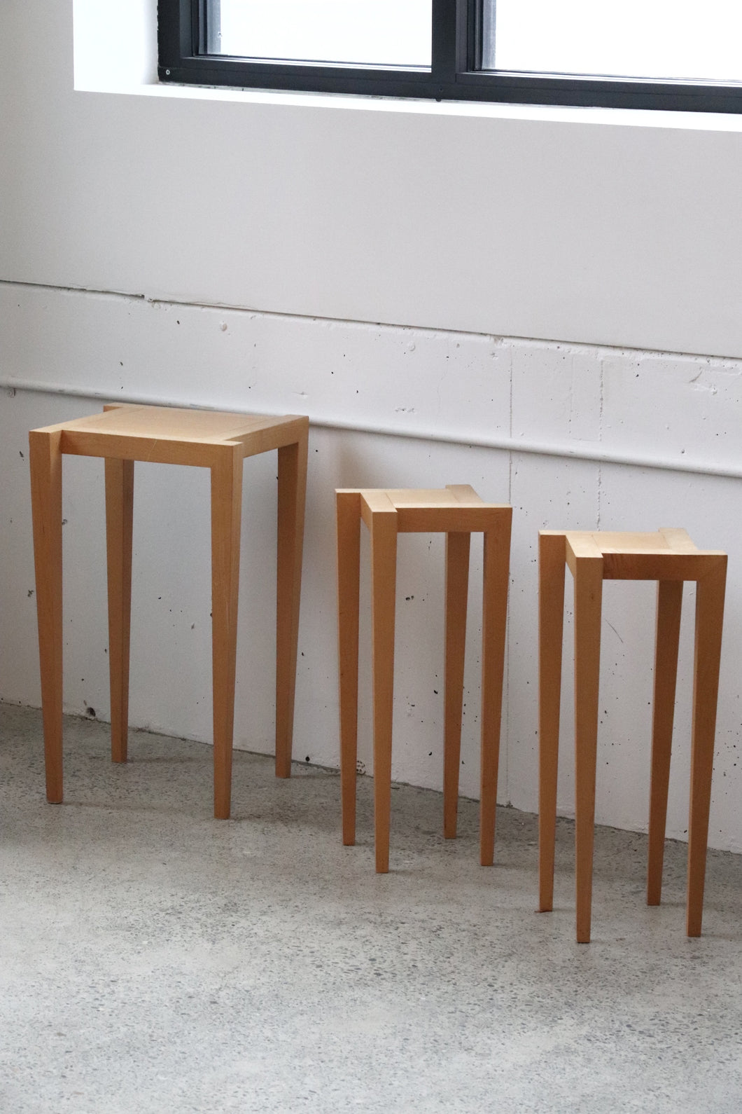 Blonde Wood Side Table Set