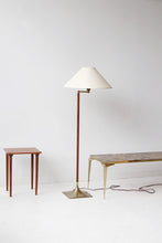 Load image into Gallery viewer, Walnut &amp; Brass Swing Arm Floor Lamp
