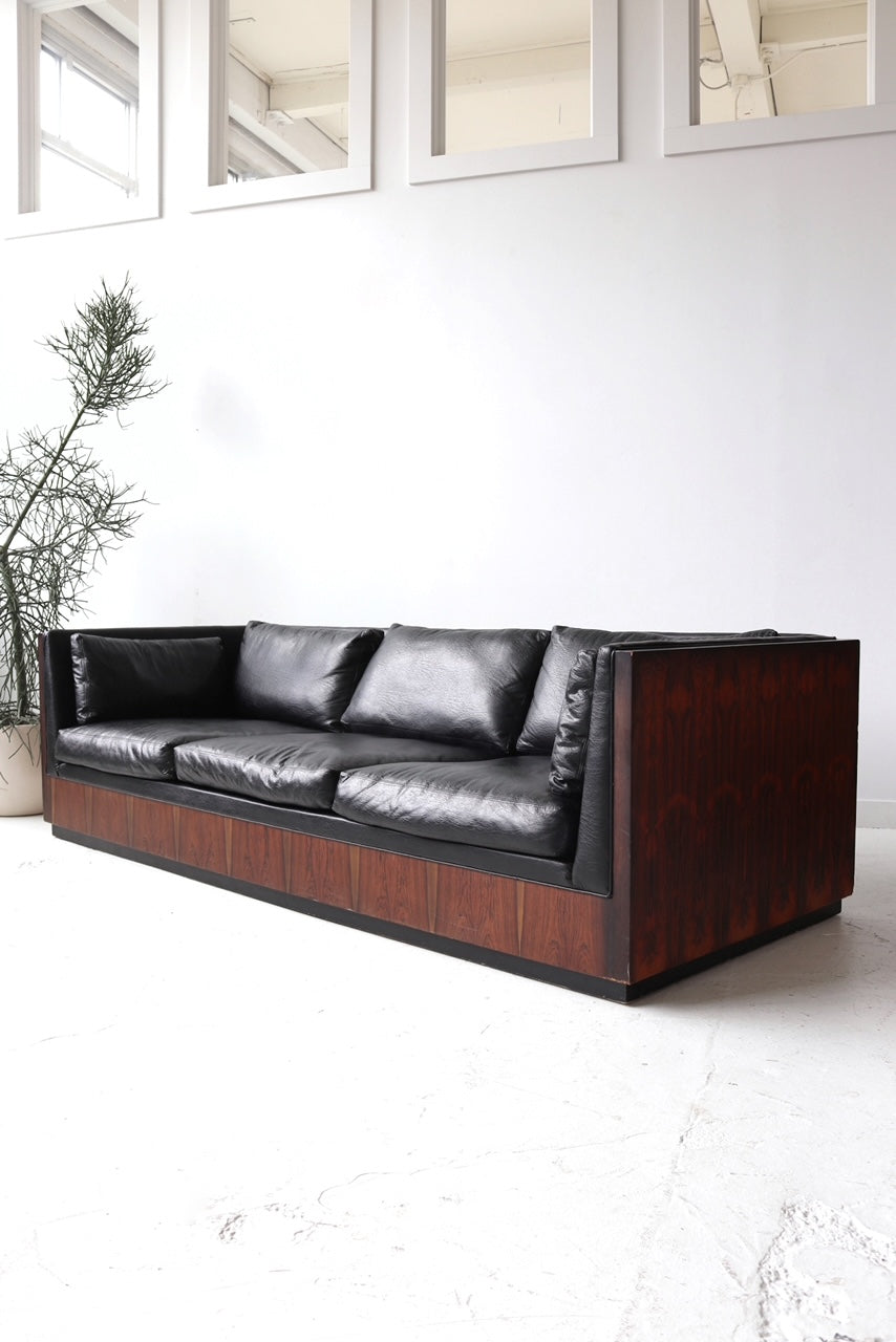 Milo Baughman Rosewood & Leather Sofa