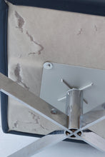 Load image into Gallery viewer, Navy Leather &amp; Chrome Swivel Ottoman By Meritalia
