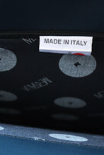 Load image into Gallery viewer, Navy Leather &amp; Chrome Swivel Ottoman By Meritalia
