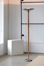 Load image into Gallery viewer, Chrome &amp; Beech Torchiere Lamp
