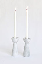 Load image into Gallery viewer, Pair Of Carrara Marble Candlestick Holders

