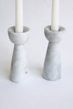 Load image into Gallery viewer, Pair Of Carrara Marble Candlestick Holders
