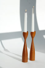 Load image into Gallery viewer, Sculptural Teak Candlestick Holders
