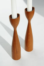 Load image into Gallery viewer, Sculptural Teak Candlestick Holders
