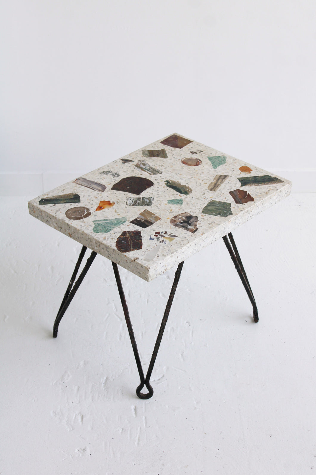 Terrazzo, Geode, & Iron Side Table