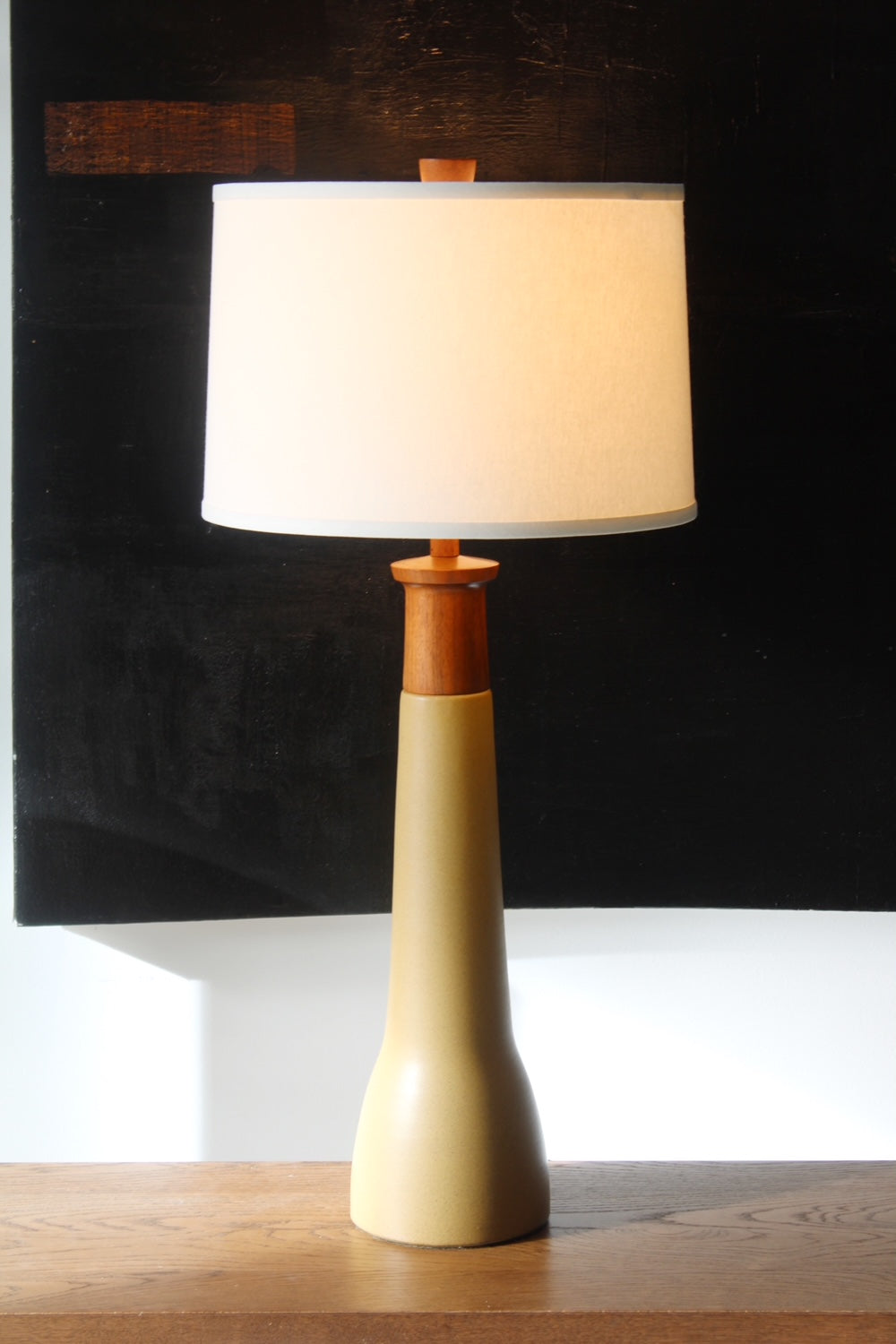 Martz Ceramic & Walnut Lamp By Marshall Studios