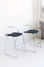 Load image into Gallery viewer, Pair Of Tubular Chrome Barstools By Lowenstein
