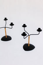 Load image into Gallery viewer, Rattan Wrapped Iron Candelabra
