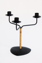 Load image into Gallery viewer, Rattan Wrapped Iron Candelabra
